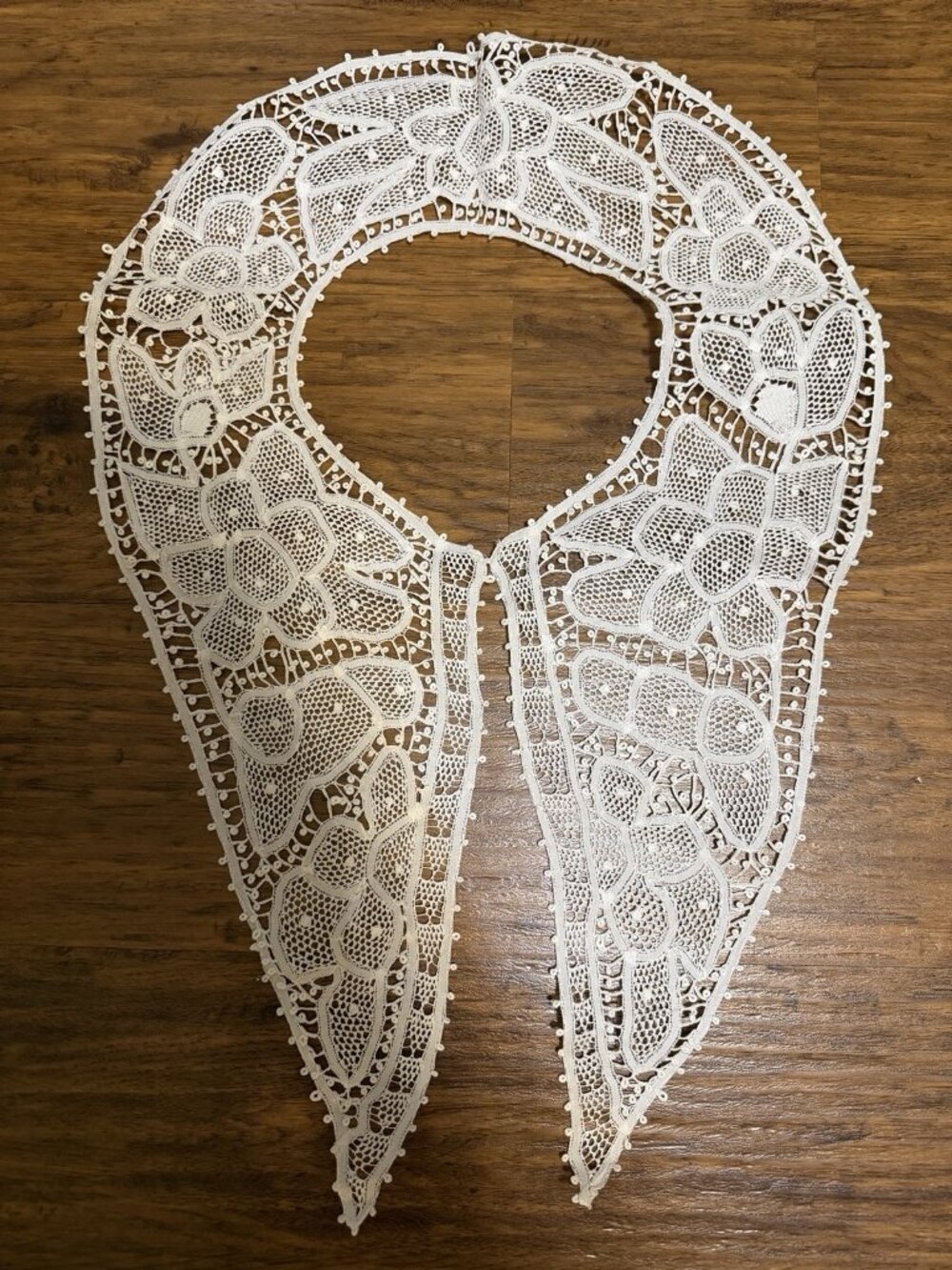Antique Vintage White Lace Collar  Victorian 22"  Lace Handmade Collar
